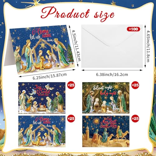 Religious Christmas Cards Bulk Pack - Nativity Scene Christian Greeting Cards