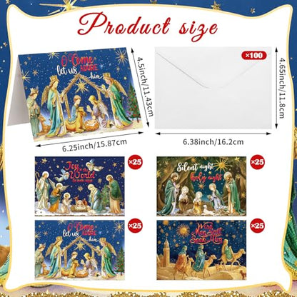 Religious Christmas Cards Bulk Pack - Nativity Scene Christian Greeting Cards
