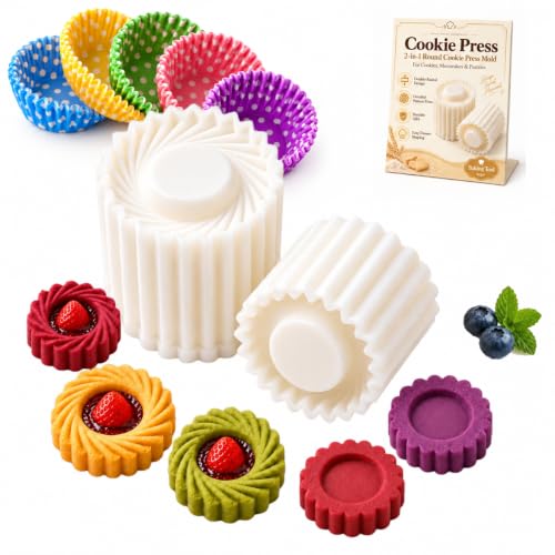 Cookie Press 2-in-1 Sunflower & Lace Pattern Pastry Mold - Easy Release Food-Safe ABS