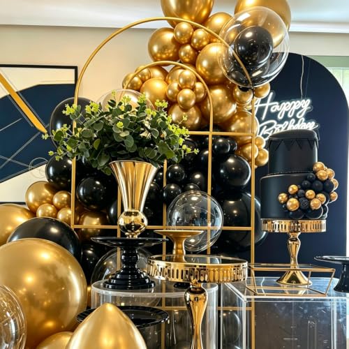 Black and Gold Balloon Arch Kit for Party Decorations, 129 Pcs