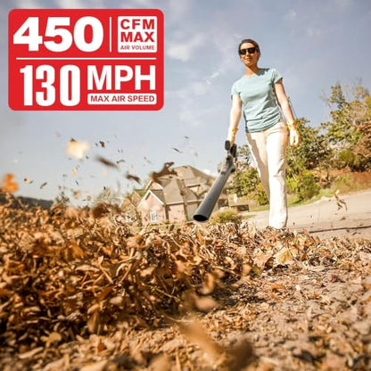 MZK 20V Cordless Leaf Blower - Red, Lightweight, Battery-Powered Yard Cleaner