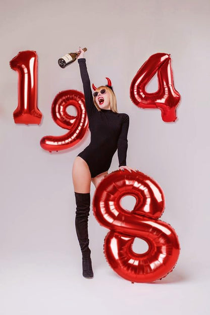 Red Number 8 Balloon - 40 Inch Birthday Decoration for 8th Party Supplies