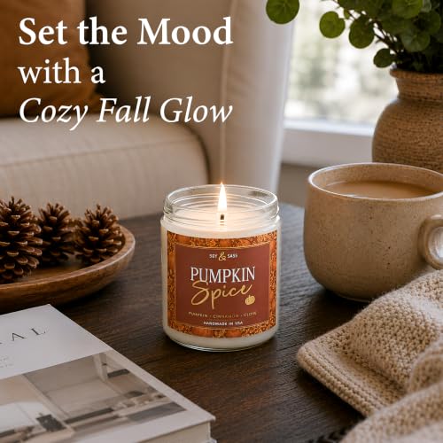 Pumpkin Spice Candle 9oz Fall Scented Soy Candle - Reusable Jar, 50Hr Burn - Pumpkin Spice / 9oz