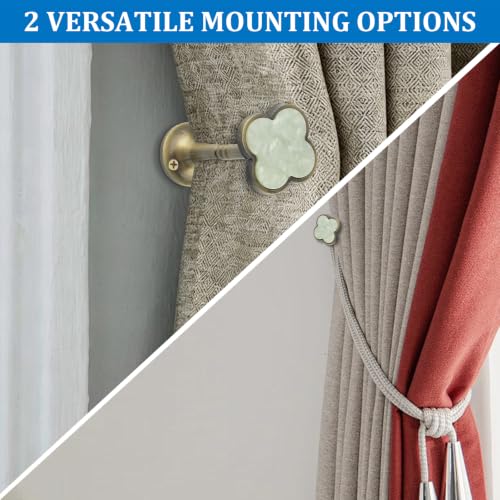 Black Antique Bronze Four Leaf Clover Curtain Hooks 2Pcs - Mother of Pearl Decor