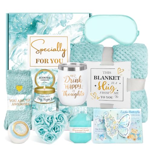 Blue Self Care Gift Basket for Women - Relaxation & Get Well Soon