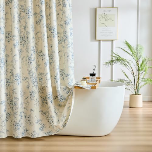 Warmstar Hydrangeas Blue Floral Shower Curtain Water-Resistant 72x72 Inches