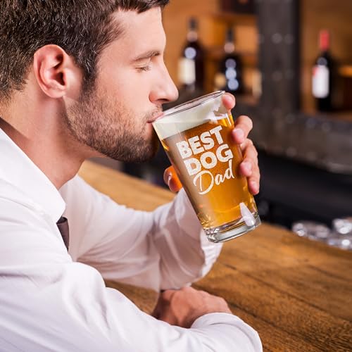 Funny Dog Dad Beer Glass - Engraved 16 oz Pet Lover Gift