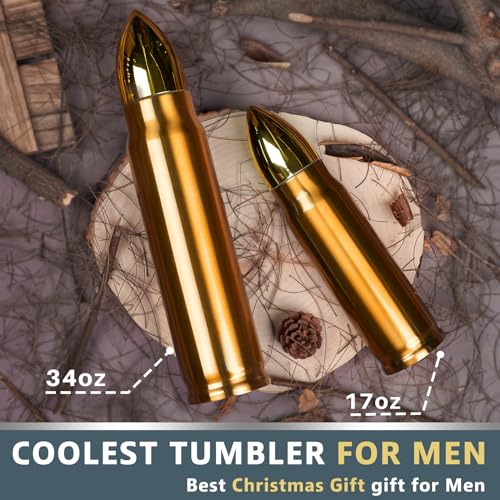 34oz Copper Bullet Tumbler for Men Stainless Steel Coffee Mug Gift