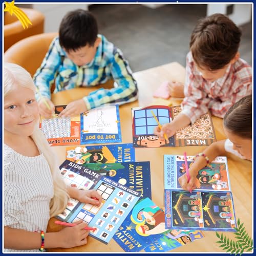 Nativity Activity Books for Kids - 24 Mini Coloring & Game Set - Variation of 24 / Nativity