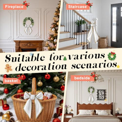 White Scalloped Velvet Wreath Sash for Front Door Decor - 2-Pack, 55 Inches