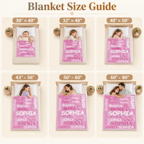 Personalized Pink Name Blanket Gift for Kids & Adults A-pink