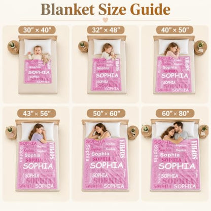 Personalized Pink Name Blanket Gift for Kids & Adults A-pink
