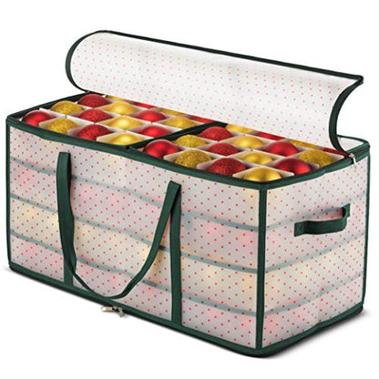 Christmas Ornament Storage Box Plastic - Fits 128 Ornaments, Green - Variation of 128 Ornaments / Green