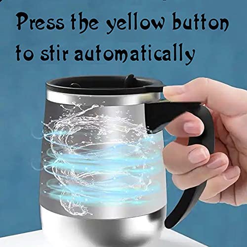 IAMPDD Self Stirring Mug Auto Self Mixing Stainless Steel Cup for Coffee/Tea/Hot Chocolate/Milk Mug for Office/Kitchen/Travel/Home -450ml/15oz The best gift（blue）