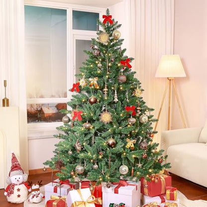 Christmas Tree Ornaments Set - Brown Copper Gold, 80 Pieces, Shatterproof Decorative Balls