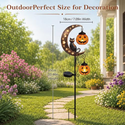 Halloween Solar Garden Stake Light with Pumpkin & Black Cat - Outdoor Decor Style C