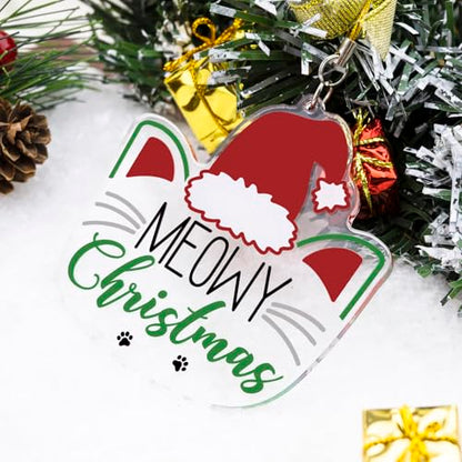 Christmas Cat Ornament Gifts for Women Acrylic White - Purrfect Holiday Decor