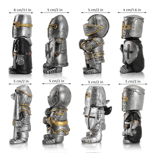 8-Piece Medieval Knight Figurine Set Resin Garden Decor Collectibles
