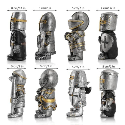 8-Piece Medieval Knight Figurine Set Resin Garden Decor Collectibles