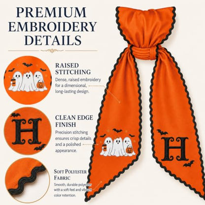 Personalized Halloween Fall Wreath Sash with Embroidery - Color Variation