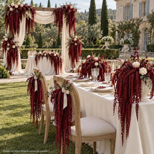 10 Pcs Dried Burgundy Amaranthus Stems for Wedding Arch Decor - 23 Inch
