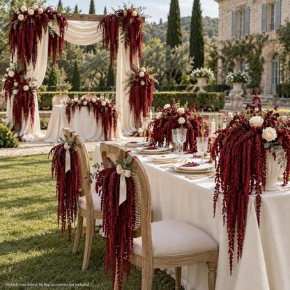 10 Pcs Dried Burgundy Amaranthus Stems for Wedding Arch Decor - 23 Inch