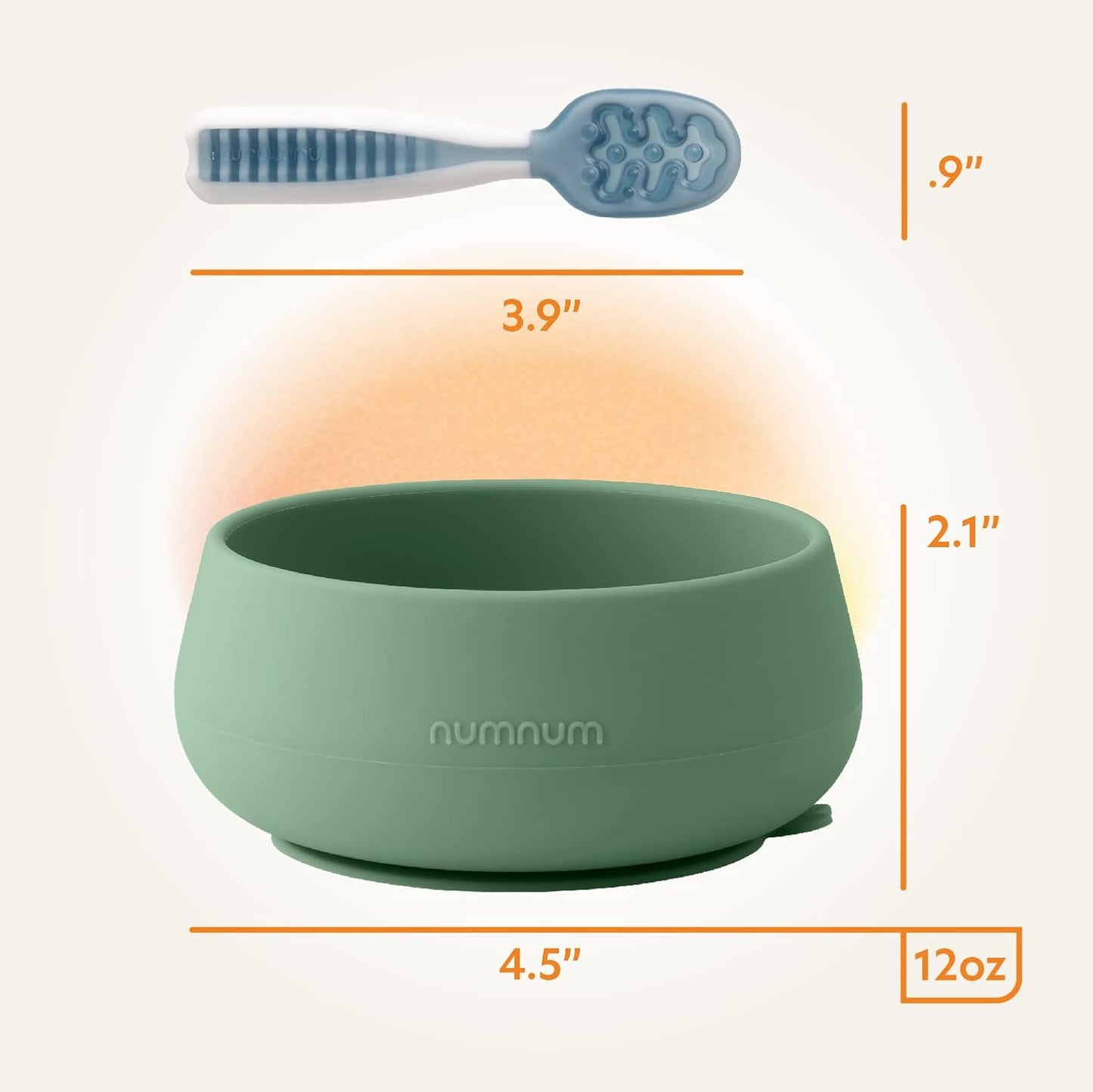 NumNum Baby Bowl & GOOtensils Spoons - Suction Bowls for 4+ Months, Non-Slip, BPA-Free Silicone (Green/Blue)