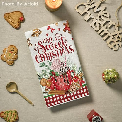 Christmas Kitchen Towels Set of 2 - 18x26 Inch Soft Absorbent Dish Towels
