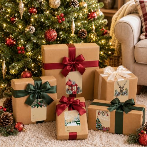 Christmas New Self Adhesive Gift Tag Stickers - 120 Pieces, 8 Designs