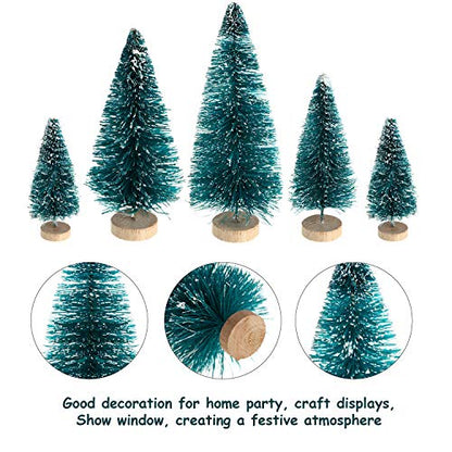 60 Pcs Mini Christmas Bottle Brush Trees with Snow - Assorted Sizes - Holiday Decor