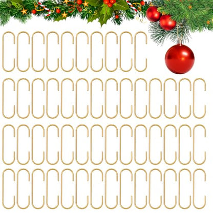 Gold Ornament Hooks 100 Pcs with Storage Box for Christmas Tree Decorations