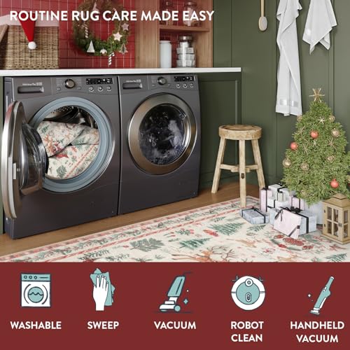 Lahome Christmas Beige Hallway Runner 2x10 ft Non Slip Washable Decor