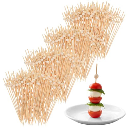 1500 Pack Wooden Cocktail Picks with Ball Top - 4.7 Inch Food Skewers for Drinks & Appetizers