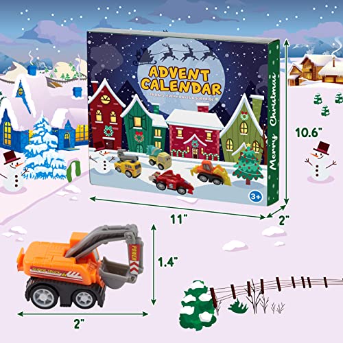 Christmas Advent Calendar with 24 Pull Back Cars - Holiday Countdown Toy for Kids