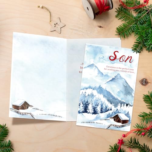 Christmas Card for Son Heartfelt Holiday Greeting from Dad Mom - Variation 305