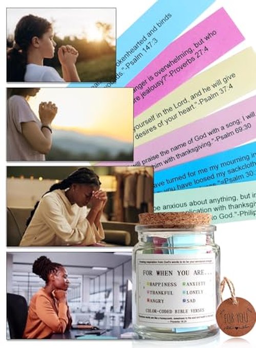 Bible Verses in the Hope Jar Read Me When, Colored Bible Verses, Scripture Prayer Jar Bible Gifts for Women Church Faith Based