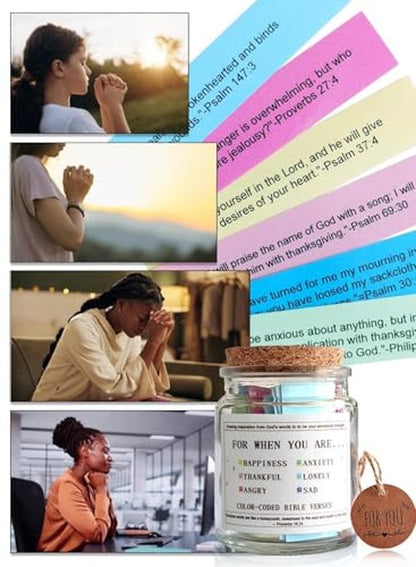 Bible Verses in the Hope Jar Read Me When, Colored Bible Verses, Scripture Prayer Jar Bible Gifts for Women Church Faith Based