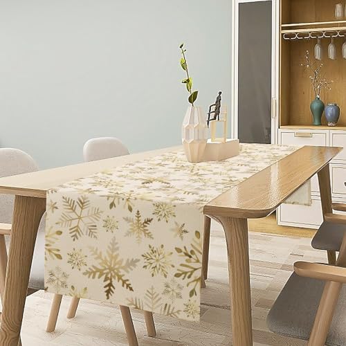 Christmas Table Runner Snowflakes Farmhouse Holiday Decor 13x36in - Snowflakes Variation