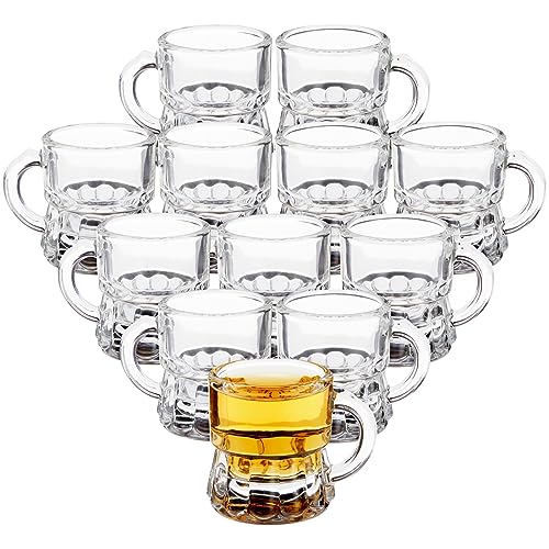 Mini Mug Shot Glasses with Handles - 1 Oz Clear Reusable Set - Wedding & Party Favors