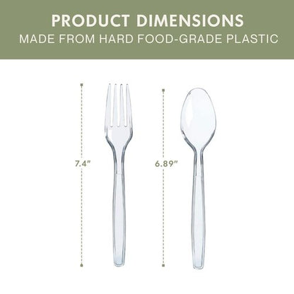 Clear Plastic Silverware Set, 120 Count Spoons and Forks, Perfect for Parties, Holiday Gatherings, Picnics, and Stocking the Pantry