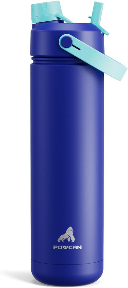 POWCAN 26 oz Insulated Water Bottle - 2-in-1 Straw & Spout Lid, Leak-Proof Design | Perfect for Sports & Travel (Coastline)