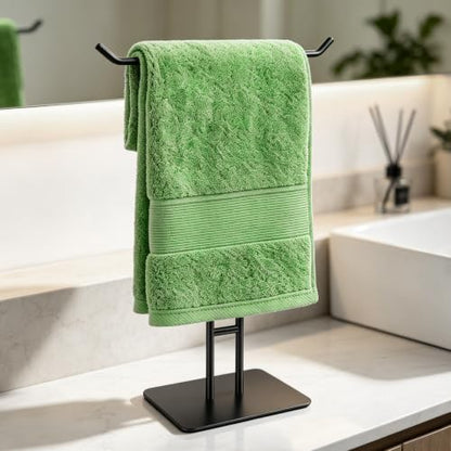 T-Shape Hand Towel Holder Stand for Bathroom Kitchen Black Stainless Steel