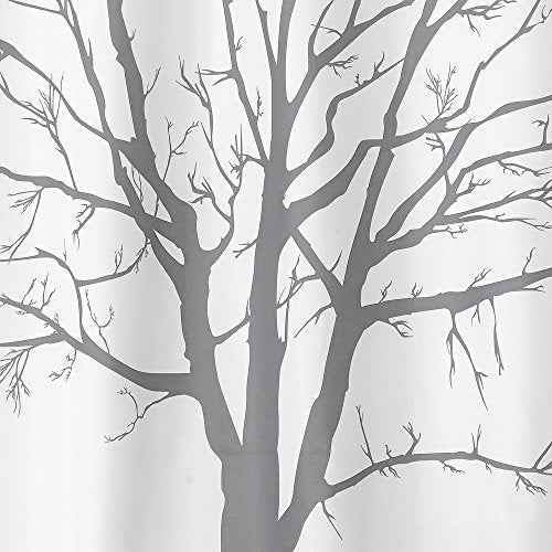 iDesign Tree Fabric Bathroom Shower Curtain - 72" x 72", Charcoal