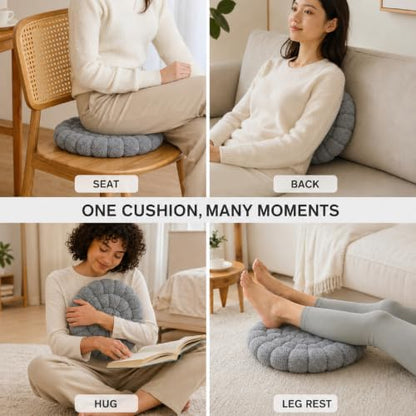 Dark Gray Ins-Style Bun Floor Cushion Lumbar Pillow Backrest Pad - Modern Decor