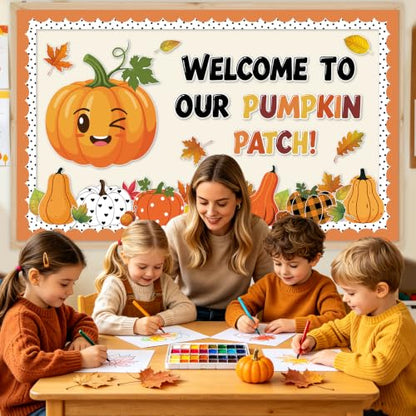 Orange 54pcs Fall Bulletin Board Decorations Set Classroom Wall Decor