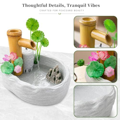 Mini Zen Garden Water Fountain for Desk Indoor Waterfall Decor