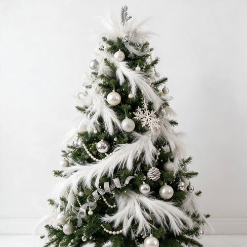 White Pampas Grass Christmas Garland 2 Pack - 7.2Ft Artificial Holiday Decor