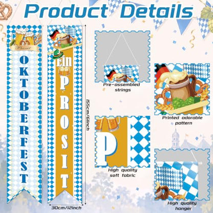 Oktoberfest Banner Set - Light Blue Bavarian Party Decorations, 6 Pieces