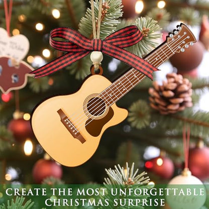 Guitar Ornament for Christmas Tree - Wooden Acoustic Guitar Decoration - Variation of Guitar Ornaments