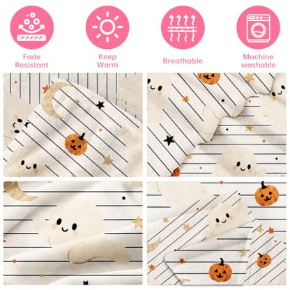 Halloween Fuzzy Blanket 40x60 Inches - Spooky Pumpkin Throw for Adults & Kids - Halloween6 Variation